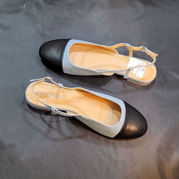 BRAND NEW TOP MODA SLINGBACK LOW BLOCK-HEEL ADJUSTABLE BUCKLE SHOE G1 - Picture 7 of 13